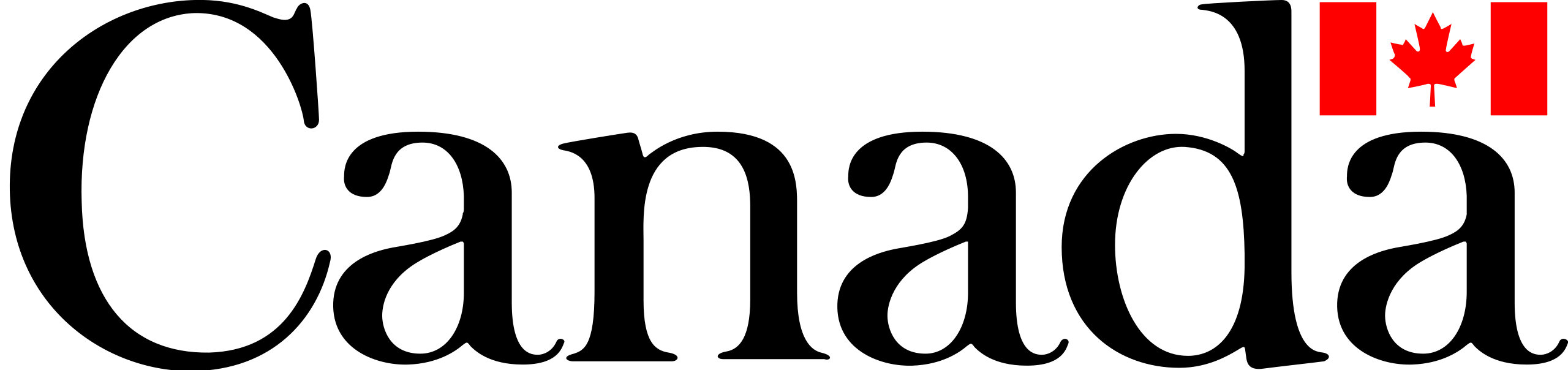 The official Government of Canada wordmark, featuring the word "Canada" in a black serif font with a red Canadian flag icon over the final letter.